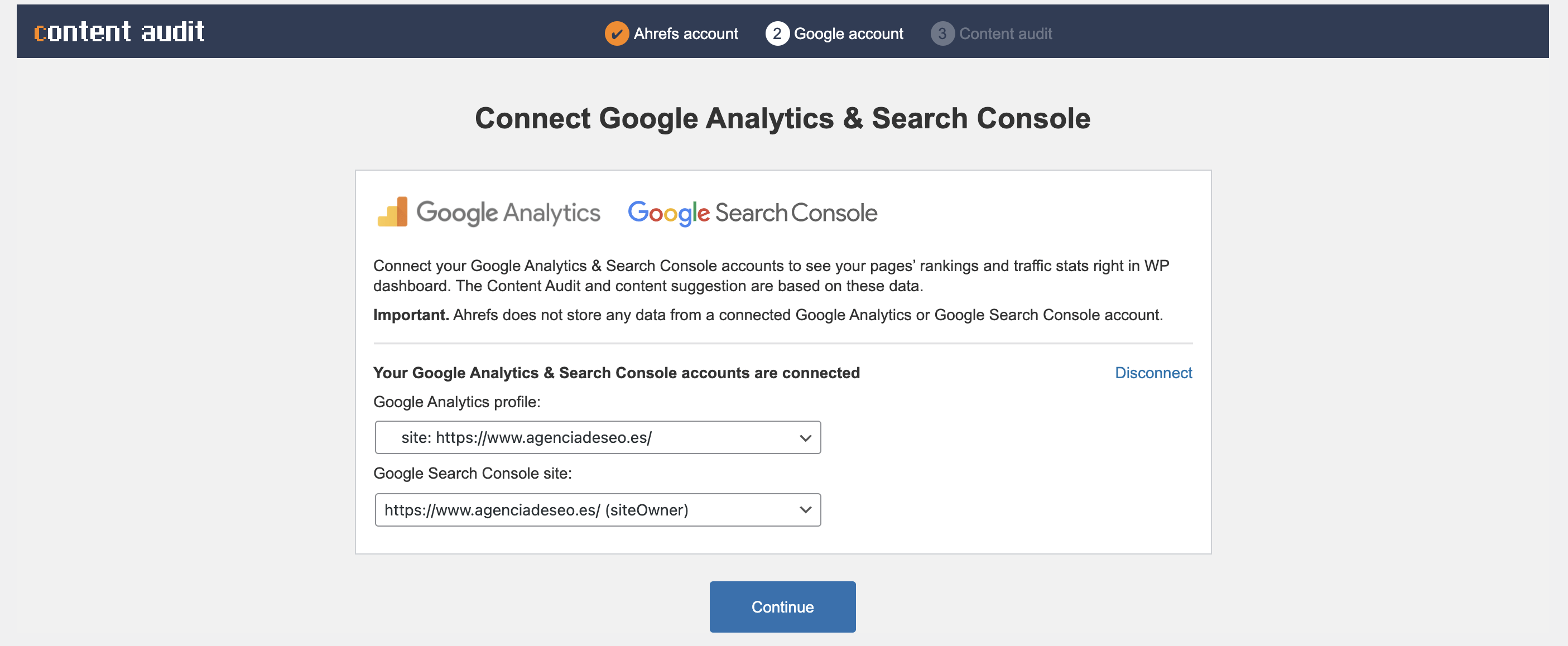 conexión con search console y analytics