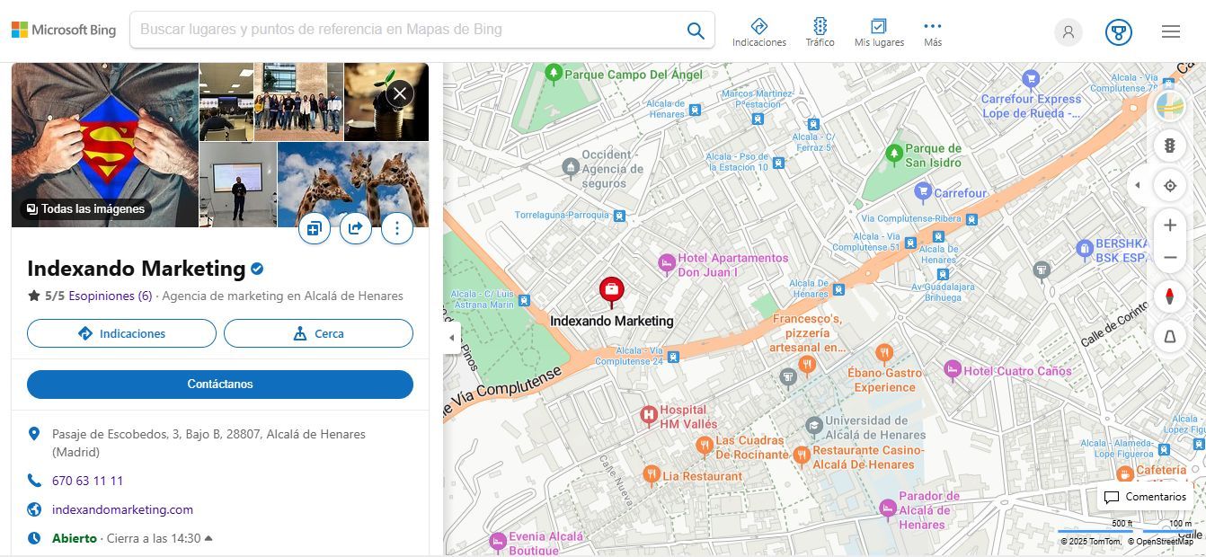 Indexando Marketing Bing Places for business
